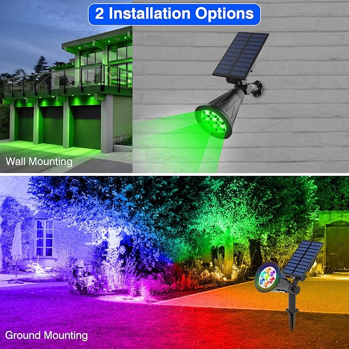 T-SUN 2-Pack Green Laser Spotlights – Waterproof Outdoor Landscape Lighting with Adjustable Brightness