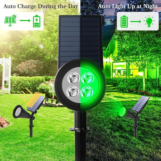 T-SUN 2-Pack Green Laser Spotlights – Waterproof Outdoor Landscape Lighting with Adjustable Brightness