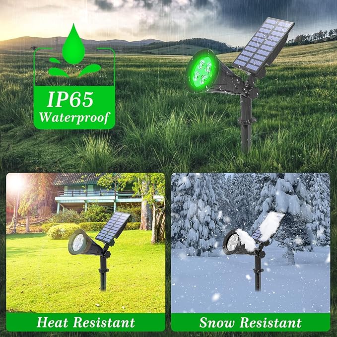 T-SUN 2-Pack Green Laser Spotlights – Waterproof Outdoor Landscape Lighting with Adjustable Brightness