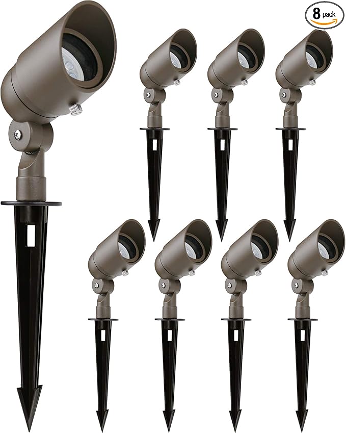 Low Voltage Landscape Lighting Spotlights - Waterproof LED Garden Lights (GL103-BZLED8)
