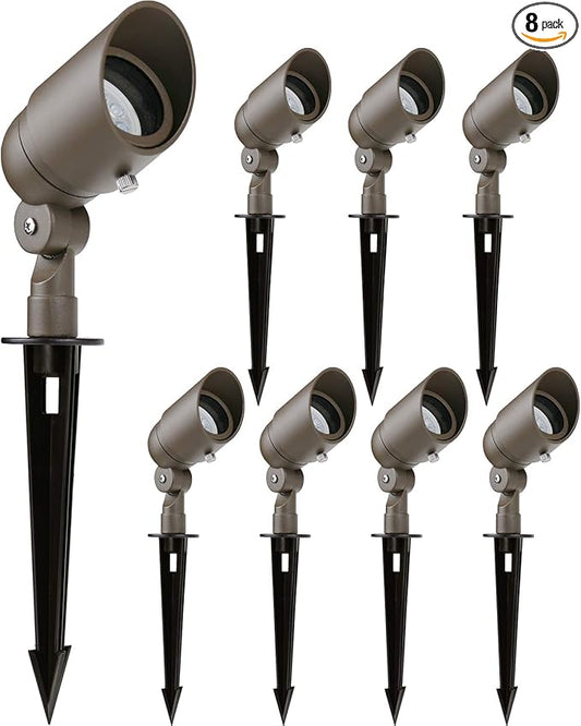 Low Voltage Landscape Lighting Spotlights - Waterproof LED Garden Lights (GL103-BZLED8)