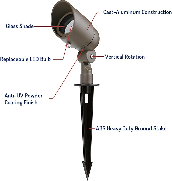 Low Voltage Landscape Lighting Spotlights - Waterproof LED Garden Lights (GL103-BZLED8)