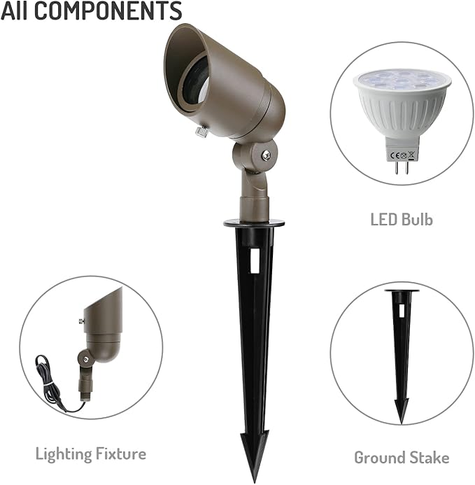 Low Voltage Landscape Lighting Spotlights - Waterproof LED Garden Lights (GL103-BZLED8)
