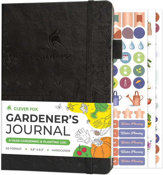 Clever Fox Gardeners Journal – Black, Gardening Planner & Logbook for Gardeners