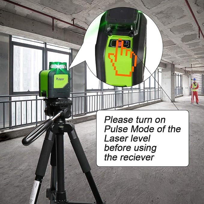 Huepar Laser Detector Receiver with Three-Sided LCD Displays – Compatible with Laser Levels