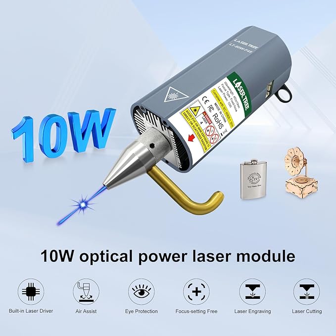 LASER TREE 10W Engraving Laser Module – Ultra-Fine Compressed Spot for CNC and DIY Engravers