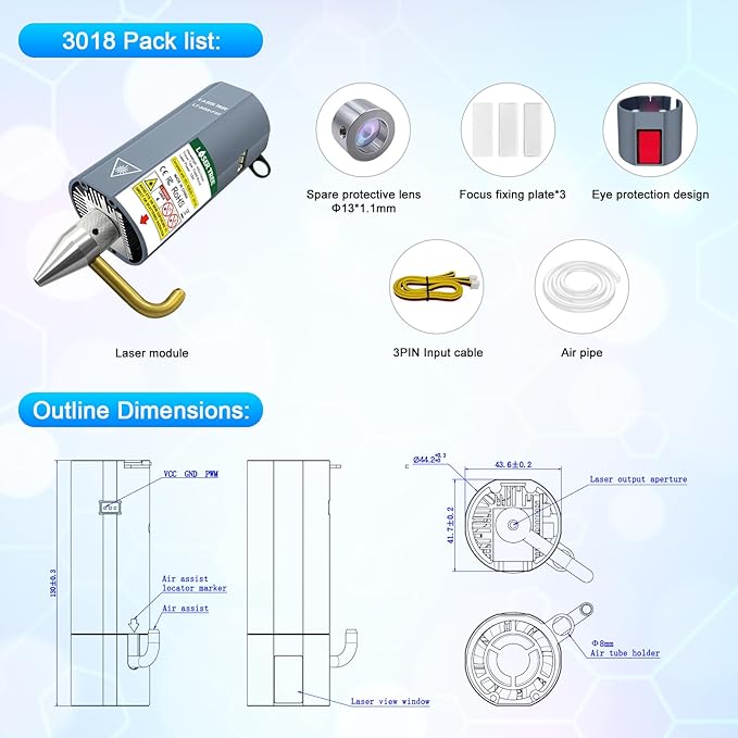 LASER TREE 10W Engraving Laser Module – Ultra-Fine Compressed Spot for CNC and DIY Engravers