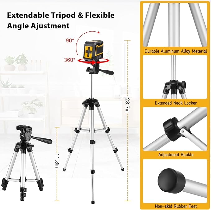 ASOBRIS Laser Level Self-Leveling 360° Horizontal & Vertical with Tripod for Construction & Renovation