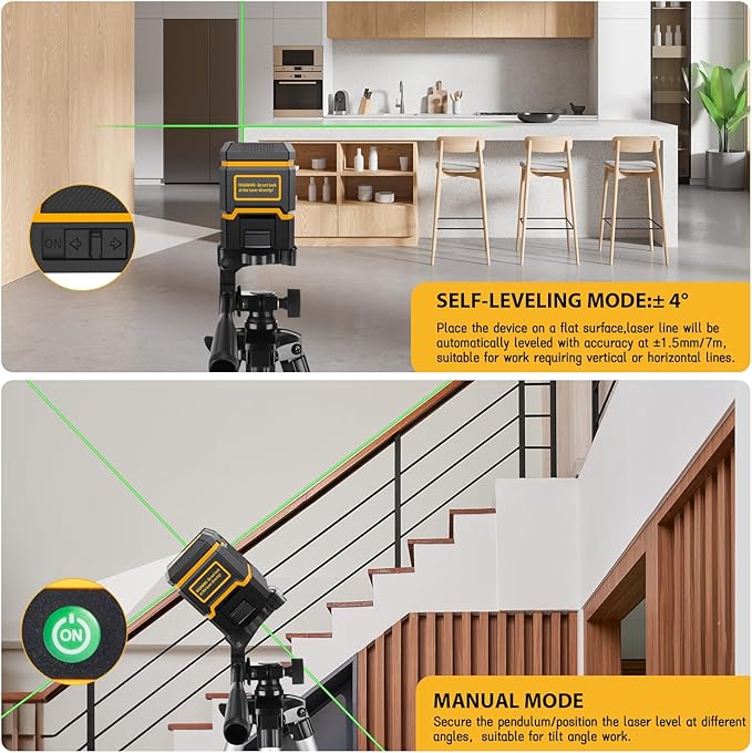 ASOBRIS Laser Level Self-Leveling 360° Horizontal & Vertical with Tripod for Construction & Renovation