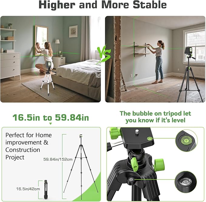 Huepar Laser Level 3D 360° with Pulse Mode & 197Ft Range for Construction and DIY Projects