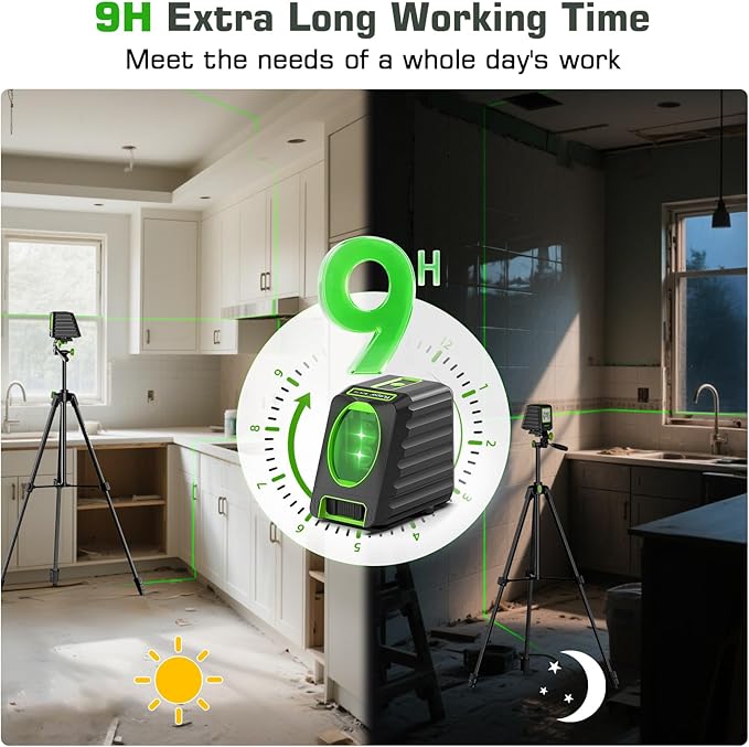Huepar Laser Level 3D 360° with Pulse Mode & 197Ft Range for Construction and DIY Projects