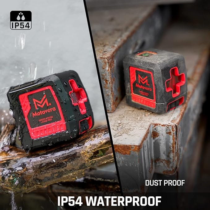 Motovera Laser Level with Brightness Adjustment and Waterproof Design