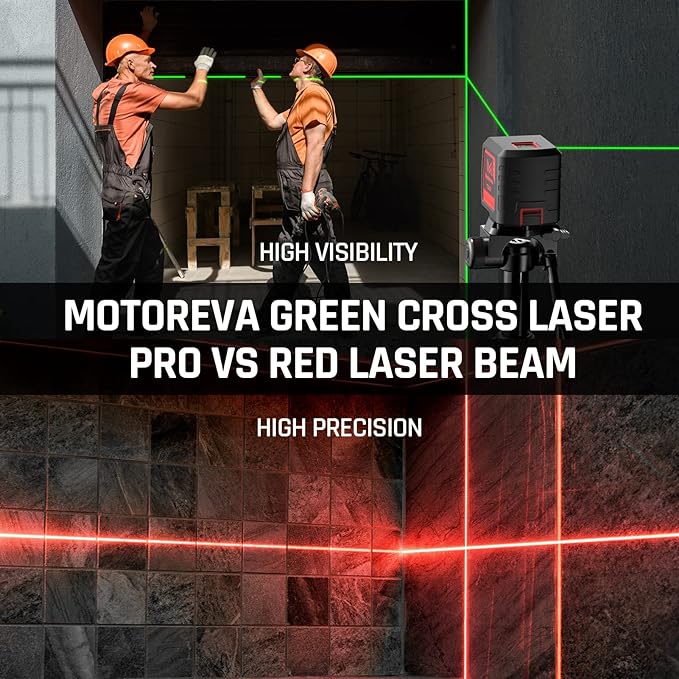 Motovera Laser Level with Brightness Adjustment and Waterproof Design