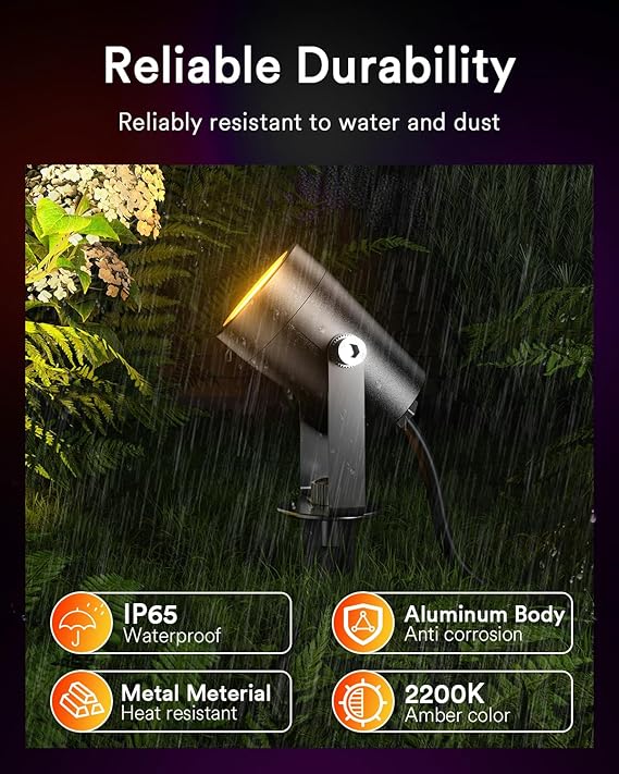Lumary Outdoor Landscape Spotlights – Compatible with Alexa & Google Assistant, Waterproof LED Garden Lights (2-Pack)