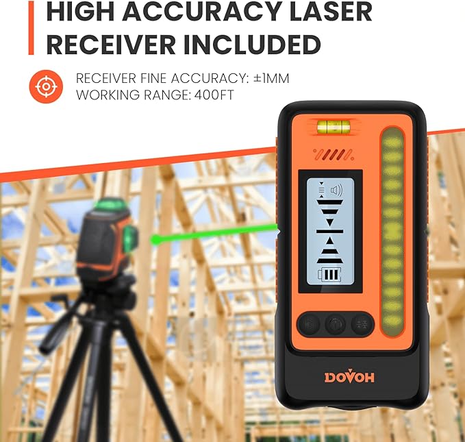 DOVOH Outdoor Laser Level Receiver – Laser Receiver for Accurate Leveling and Alignment