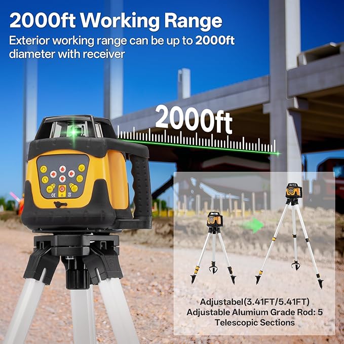 16-Line 4D 360° Green Self-Leveling Laser Level – Rechargeable, Waterproof, with Remote Control