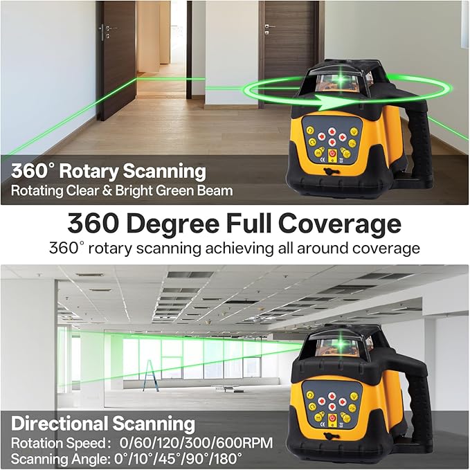 16-Line 4D 360° Green Self-Leveling Laser Level – Rechargeable, Waterproof, with Remote Control