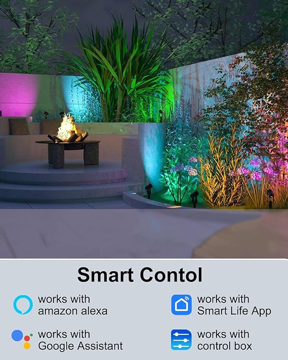 Ligency Waterproof Landscape Spotlights – Smart Outdoor LED Garden Lights Compatible with Alexa & Google Assistant (2-Pack)