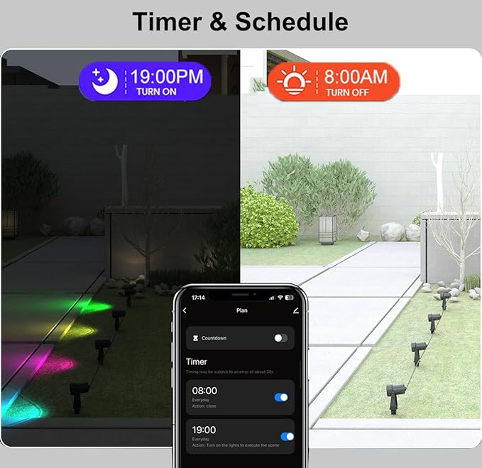 Ligency Waterproof Landscape Spotlights – Smart Outdoor LED Garden Lights Compatible with Alexa & Google Assistant (2-Pack)