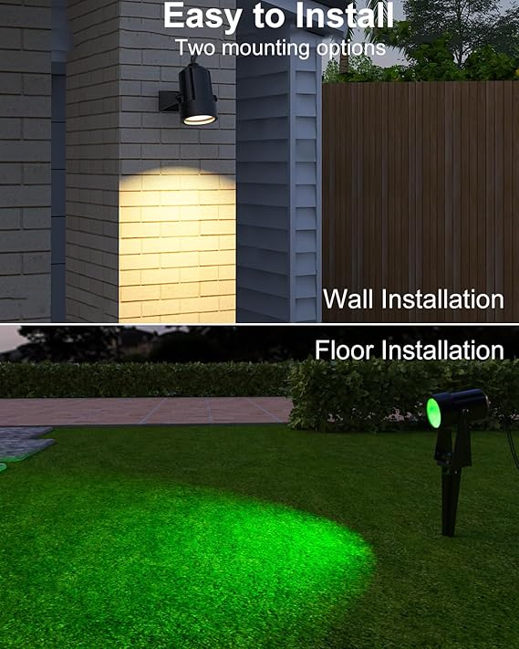 Ligency Waterproof Landscape Spotlights – Smart Outdoor LED Garden Lights Compatible with Alexa & Google Assistant (2-Pack)